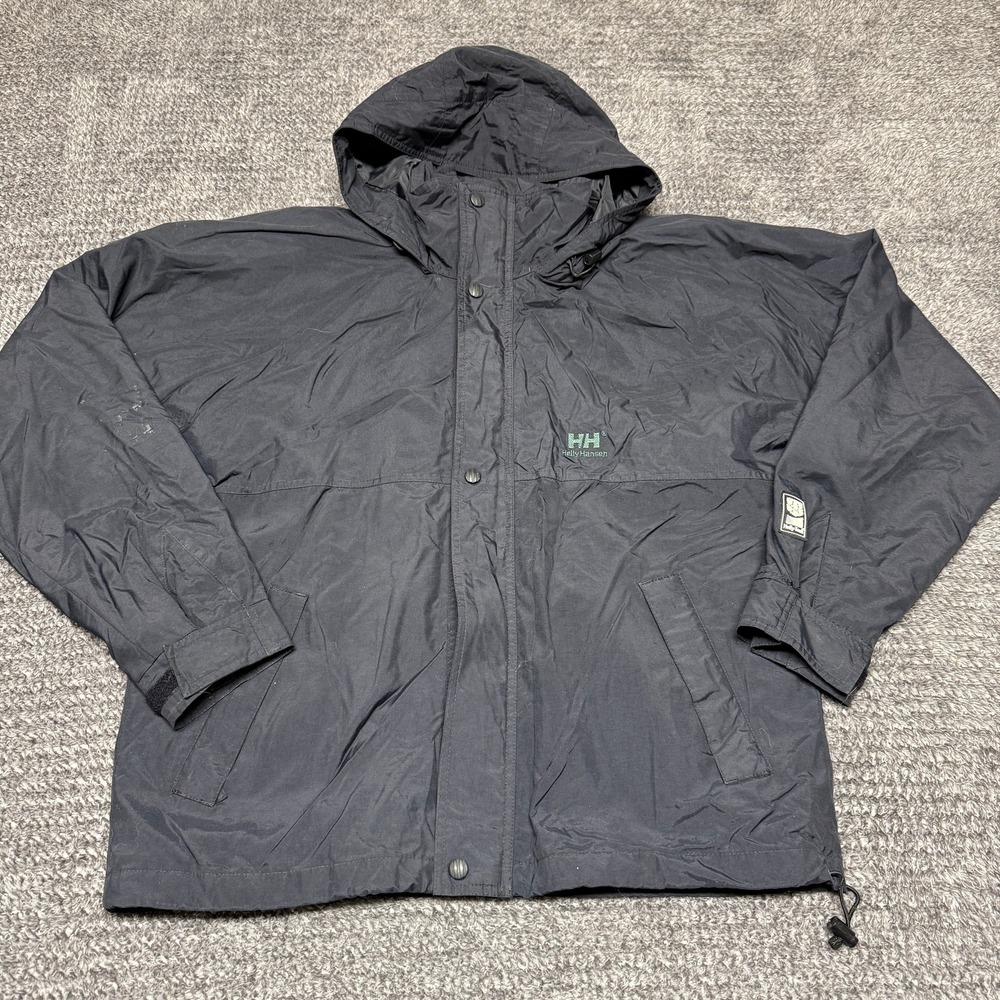 Helly Hansen Mens M Black Helly Tech‎ Hooded Waterproof Jacket Windbreaker